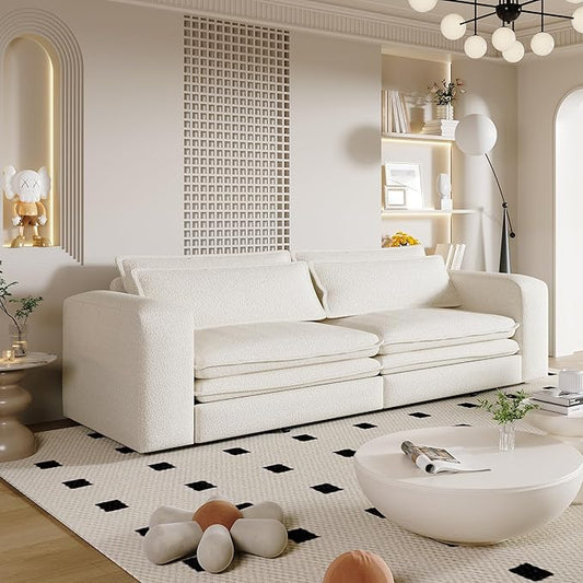 Polibi 93 King Size Convertible Sofa Bed 3-in-1 Sleeper to Recliner Wide Armrest Design with Storage Easy to Clean White