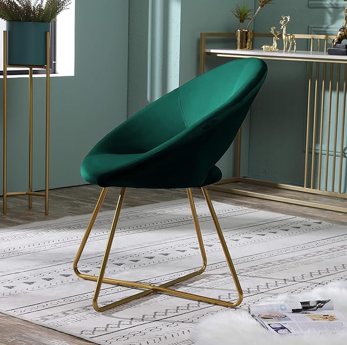 Slatina Green Silky Velvet Accent Chair - Modern &amp Comfortable Upholstered Armchair for Living Room Bedroom