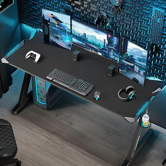 EUREKA ERGONOMIC Gaming Desk with Led Lights RGB Gaming Table60 Inch Computer Desk Home Office Desk Large Table for Study pc Desk with Mouse Pad z60 Gamer Desk