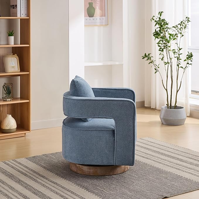 KEIKI Swivel Accent Chair Comfy Sofa with Open Back Club Chair Leisure Seat for Lounge for Nursery Bedroom Living Room Hotel Office Blue