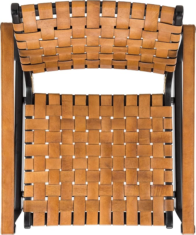 Safavieh Couture Dilan Brown and Black Woven Leather Safari Chair