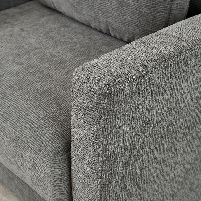 Mid Century Modern Accent Chair Comfy Upholstered Living Room Chair Single Sofa Arm Chair Reading Accent Chair with Lumbar Pillow for Living Room Bedroom Office