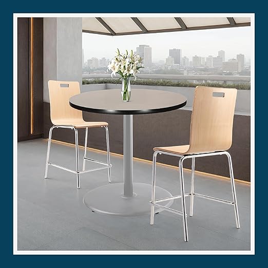 OEF Furnishings OEFCTG13636RCGY Premium Commercial-Grade Restaurant and Breakroom Cafe Table (Round 36 in Diameter 36 in Counter Height Round-Base Gray Frame Gray Nebula Laminate)