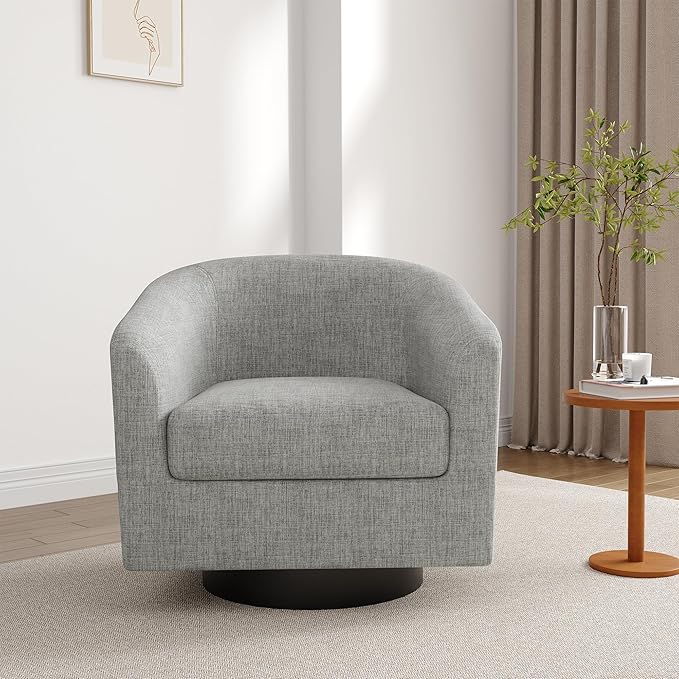 Lumibee Swivel Accent Barrel Chairs Set of 2 Upholstered Comfy Swivel Round Barrel Chair 360° Rotation Single Sofa Club Armchair for Living Room Reading Room Bedroom Light Grey