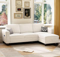 78 Sectional Sofa Couches for Living Room Beige Convertible L Shaped Couch with Storage Ottoman Deep Seat Pet-Friendly Linen Fabric Sofa Set for Small Space Apartment Dorm