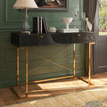 Clihome 42'' Home Office Desks Modern Writing Desk with Drawers Modern Simple Desk with Golden Legs and X-Shaped Bracket