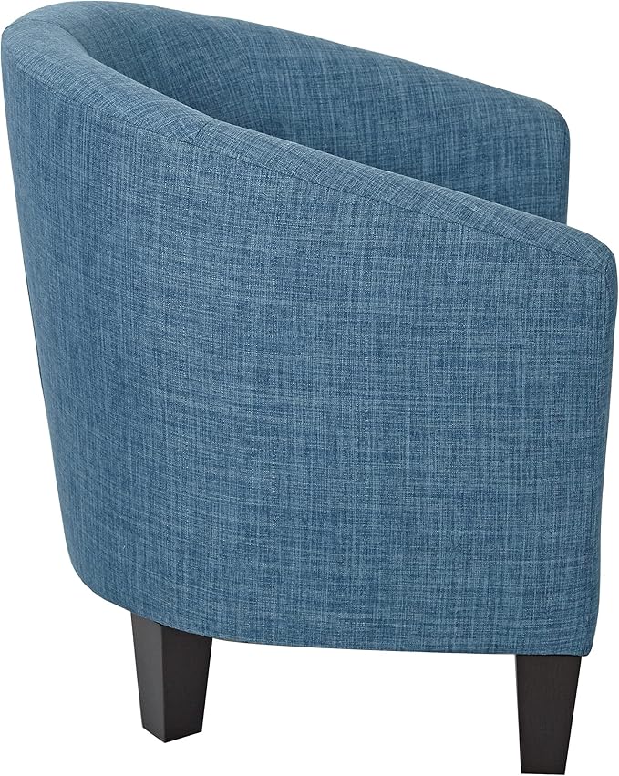 OSP Home Furnishings Ethan Tub Accent Chair with Dark Espresso Wood Legs Blue Denim Fabric