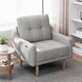 EJUNQ Mid Century Accent Chair Upholstered ArmchairComfy Reading Chair with Wood LegsModern Single Sofa Chair for Living Room Bedroom Small Spaces (1 Grey)