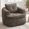 360° Swivel Barrel Accent Chair 36.6 Swivel Round Sofa Chair with Dual-Layer Cushion Design Modern Upholstered Single Sofa for Living Room Bedroom Office and Hotel (Brown 121)