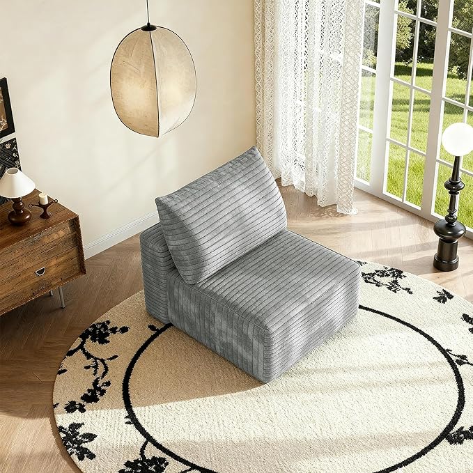 37 Plush Corduroy Ottoman Upholstered Cloud Ottoman for Modular Sectional Couch No Assembly Required Compressed Memory Foam Ideal for Living Room Bedroom and More