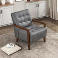 Lexicon Modern Accent Chair Luxury Genuine Leather Match Living Room Chair with Tufted Cushions Solid Wood Frame and Arm Rest Comfy Upholstered Single Seat for Bedroom/Reading/Office Dark Gray