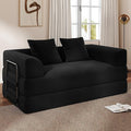 Cloud Boneless Convertible Sofa Bed 4-in-1 Foldable Compressed High-Density Sponge Sofa 70 Corduroy Fabric 3 Seater Sleeper Couch Futon Daybed for Living Room Bedroom (Black)