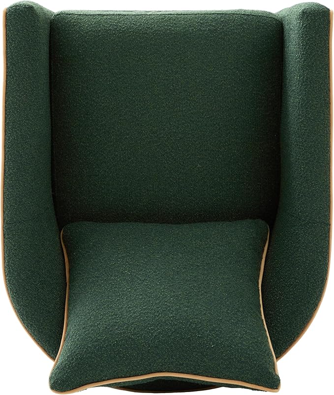 Christopher Knight Home Arlo 360° Swivel Accent Chair for Living Room Bouclé Upholstered Rotating Lounge Chair Indoor Barrel Swivel Chair with Iron Frame Curved Armrest and Padded Seat Green