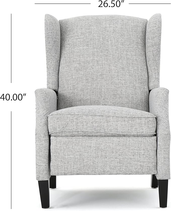GDFStudio Christopher Knight Home Wescott Traditional Fabric Recliner Light Grey Tweed