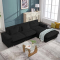 113 Inch Modular Sectional SofaModern l-Shaped Deep Seats Corduroy CouchSponge Couches with Chaise Lounge for Living Room Or Bedroom (Black)