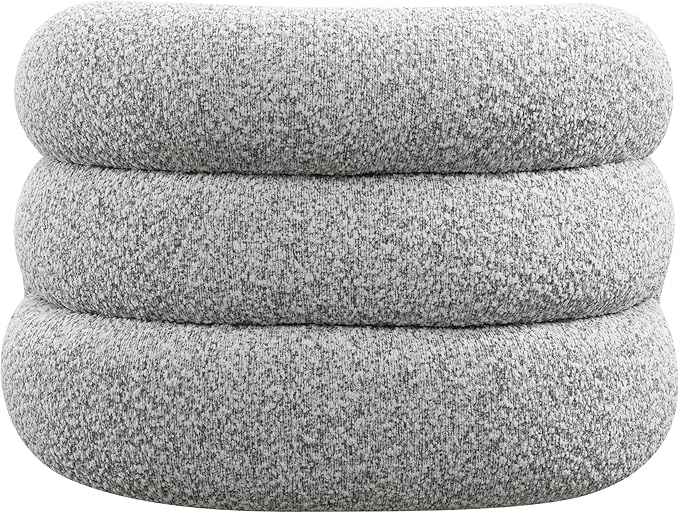 Furniture of America Araina Modern Boucle 37.4-inch Swivel Chair with 360-degree Swivel Base Sculptural Pillow-Like Silhouette for Living Room Office Cloud Gray