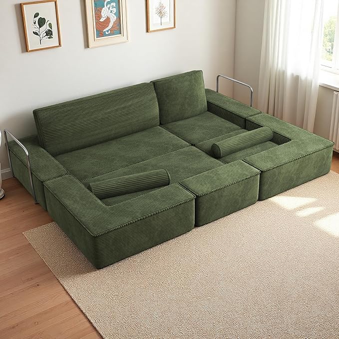 DWVO 103 Boneless Couch Convertible Sofa with Deep Seats &amp Tall Pillows Sectional Couches for Living Room Easy-Clean Design