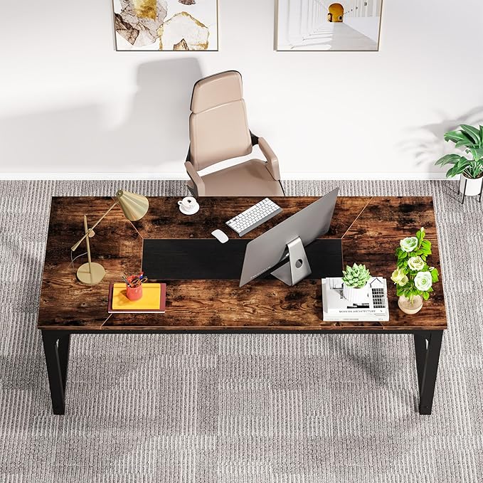 Little Tree 78.7 Inch X Large Executive Computer Desk Home Office Workstation