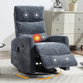 Manual Swivel Rocker Recliner Chair for Adults Overstuffed Reclining Glider Chair for Nursing with Vibration Massage &amp Heat Living Room Rocking Recliner 3-Stage backrest Chenille Fabric Blue