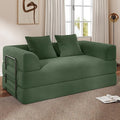 Cloud Boneless Convertible Floor Sofa Bed 70 4-in-1 Foldable Compressed Loveseat Lounge Sleeper 2 Seater Couches High-Density Sponge &amp Corduroy Fabric Futon Daybed for Living Room Bedroom(Green