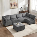 121 Inch Cloud Oversized Modular Sectional Sofa U Shaped Modular Couch with Reversible Chaise Comfy 6 Seat Convertible Sectional Sofa with Ottoman for Living Room Dark Grey