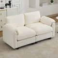 67'' Modular Loveseat Sofa Extra Deep Seat Cloud Couch for Living Room Corduroy Deep Seat Sofa with Armrest Pillows Center Stitched Beige