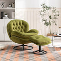 Accent Chair TV Chair Living Room Chair with Ottoman Modern Velvet Lounge Chair with Comfy Armchair with Metal Legs Swivel Leisure Chair for ClubHome OfficeMetal Base Frame (Green)