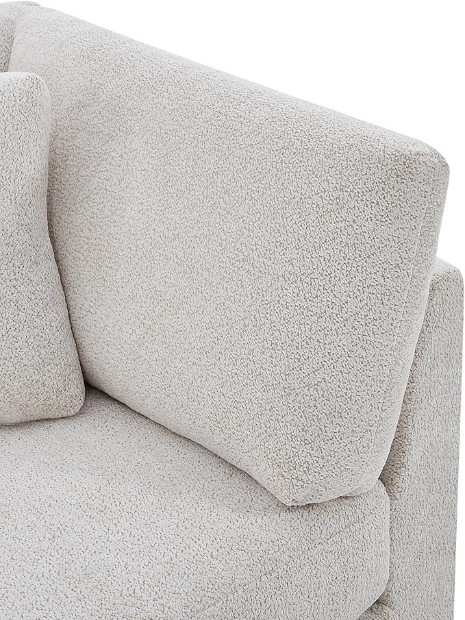 Christopher Knight Home Masie Chenille Upholstered 3 Seater Sofa Couch Wooden Home Sofa Living Room Comfy Cloud Couch for Bedroom Home Office Beige