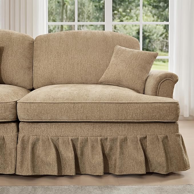 107'' Elegant U Shaped Chenille Mid Century Sectional Sofa Comfy Oversized 5 Seater Cloud Couch with Flared Arms and 2 Ottomans for Living Room