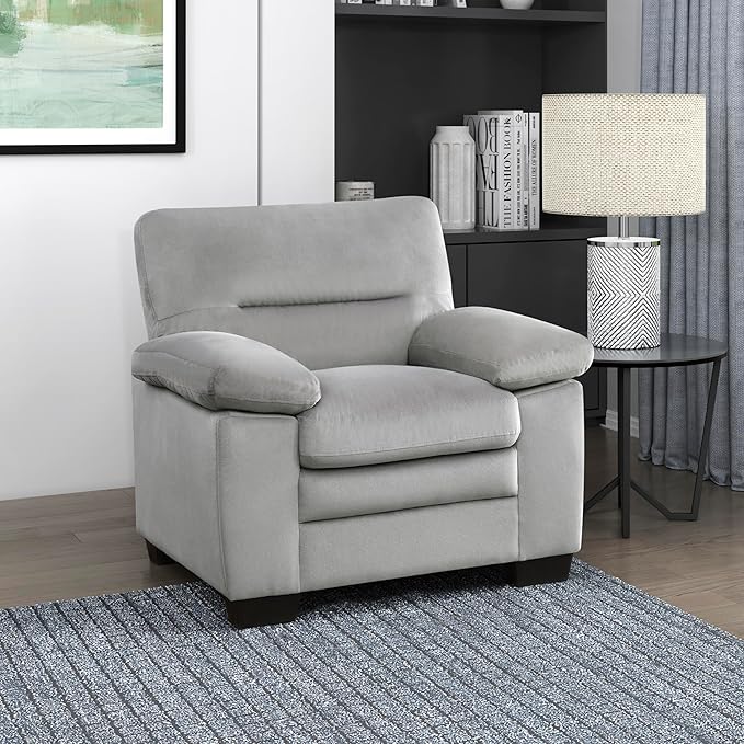 Lexicon Single Sofa Chair for Living Room Accent Chair Upholstered Armchair Comfy Chair for Bedroom/Office/Waiting Room Gray