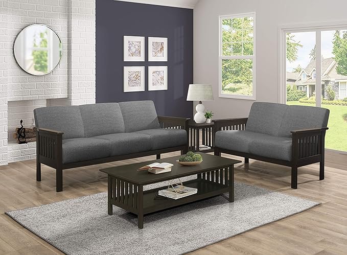 Lexicon Noel 49.5 W Fabric Living Room Sofa Loveseat Gray