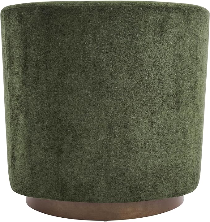Christopher Knight Home Coles 360° Velvet Swivel Accent Chair Living Room Barrel Swivel Chair with Iron Frame Wooden Velvet Club Chair with Rotation No Assembly Required Olive Green+Walnut