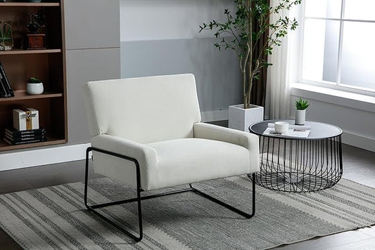 Accent Chair - Modern Industrial Slant Armchair with Metal Frame - Premium High Density Soft Single Chair for Living Room Bedroom