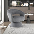 Lexicon 360 Degree Swivel Accent Chair Modern Comfy Corduroy Round Barrel Chair Open Back Plush Foam Cushions Metal Swivel Base for Living Room/Bedroom/Office Dark Gray