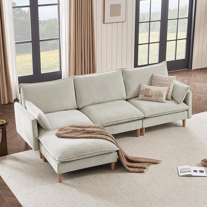 CHITA Modular Sectional Couch L-Shaped Oversized Cloud Couches for Living Room Mid Century Modern Sectional Sofa Comfy Chenille Sofas with Removable Cushions Light Gray