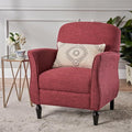 Merax Red Accent Chair Fabric Armchair Mid Century Modern Chair Set of 1 Cozy Single Seat Sofa Upholstered Reading Chair for Bedroom Living Room