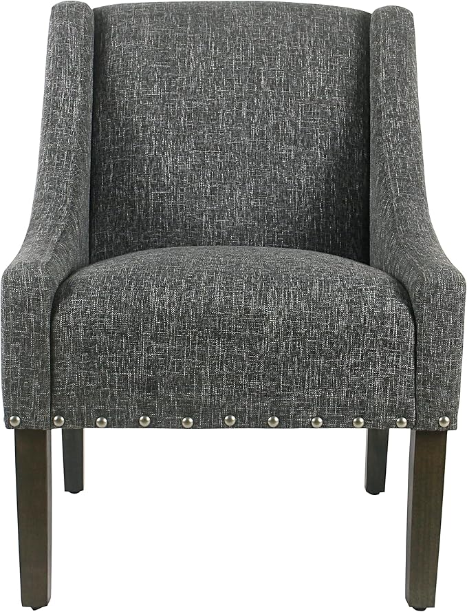 Homepop Home Decor | Upholstered Classic Swoop Arm Accent Chair | Accent Chairs for Living Room &amp Bedroom | Decorative Home Furniture Slate Grey