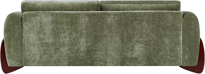 Christopher Knight Home Taki 89 Inches Sofa Couch Cozy Chenille Upholstered 3-Seater Sofa Wood Frame Couches Comfy Home Sofa Living Room and Office Lounge Seating with Armrests Olive Green