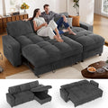Sunny Heart Sleeper Sofa Bed 81 L Shaped Couch Sleeper Sofa Pull Out Couch Bed with Reclining Backrest | Reversible Storage Chaise | USB Port | Side Pocket | Tool-Free Assembly | Chenille Dark Grey