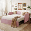 Flieks Twin Size Velvet Upholstered Daybed with Pop-Up Trundle 2-in-1 Convertible Sofa Bed for Small Space Modern Daybed for Guest/Kids Room in Pink (Mattress Not Included)