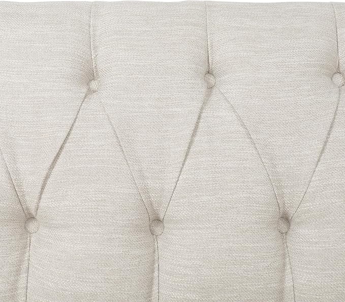 Christopher Knight Home Contemporary Tufted and Diamond Stitching Fabric LoveseatTub-Design 2-Seater Sofa Removable Cushions Birch Wood Legs Square Arms Beige and Espresso