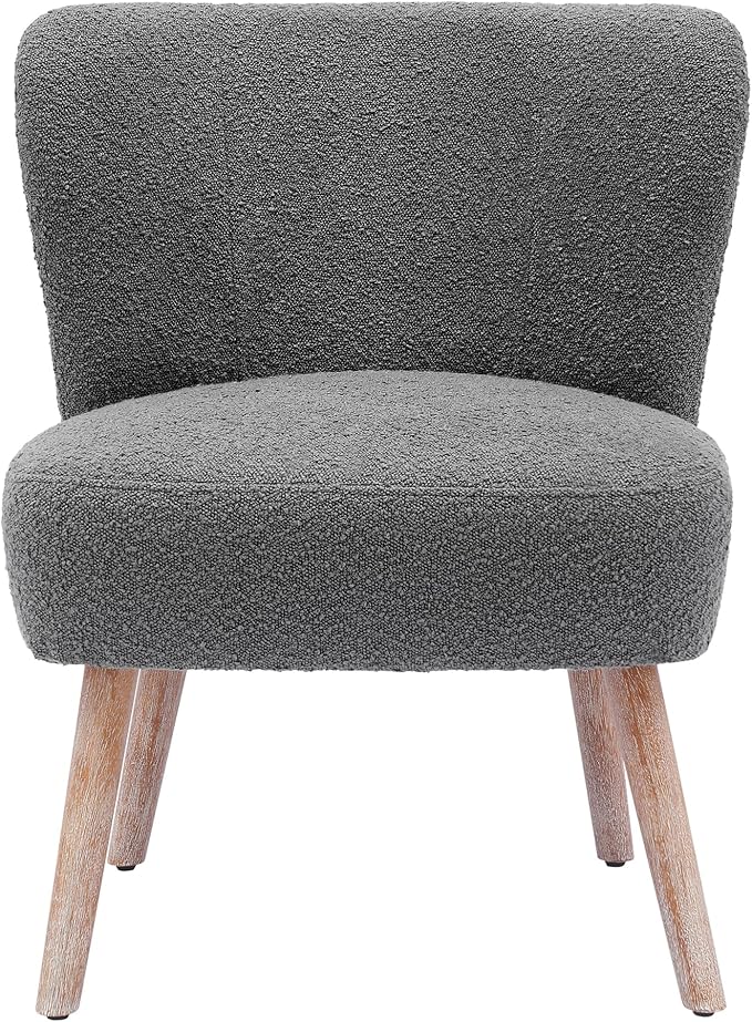 Costaelm Bedroom Accent Chair Upholstered Fabric Chairs Makeup Vanity Chair Teddy Fuzzy Chair and Sherpa Accent Chair for Living Room Reading Room Dining Room Office Gray