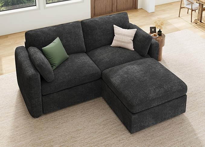 HONBAY Modular Sectional Couch with Storage Ottoman Sectional Sofa with Storage Seats L Shaped Sectional Couches for Living Room Grey