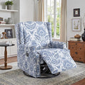 Swivel Rocker Recliner Chair Manual Nursery Glider Recliner Floral Fabric Wingback Accent Chair with Adjustable Backrest &amp Footrest for Small Spaces Living Room Bedroom (Navy Blue Set of 1)