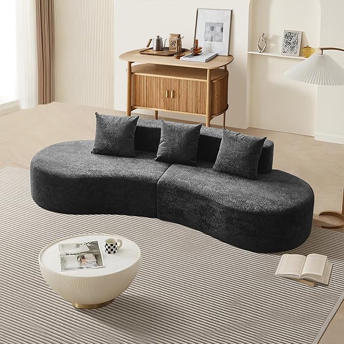 109 Modern Curved Sofa Raindrop Velvet Fabric 5 Seater Curved Shaped Sectional Couch for Living Room Bedroom Office No Assembly