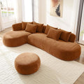 kevinplus 134.63'' Large Sectional Curved Sofa Couch with Chaise Lounge &amp Ottoman for Living Room Oversize L-Shape Modern Sectional Sofa Couch Wood Structure &amp Easy Assembly (Left-Facing Or