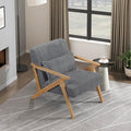 Lexicon Mid Century Modern Accent-Chair with Lumbar Pillow Brown Solid Wood Frame Comfy Corduroy Upholstered Lounge Arm Chair for Living Room/Bedroom/Office/Reading Nook Assembly Required Grey