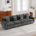 112 Oversized Modular Cloud Sofa Deep Seat Tufted Chenille 4-Seater Sectional Couch with Curved Arms Comfy Sofas for Living Room Dark Grey