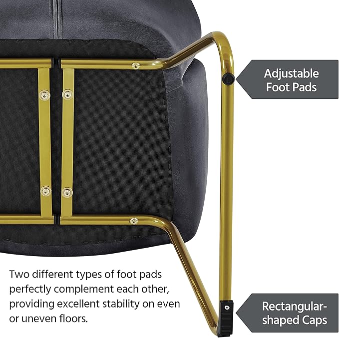 Yaheetech Flower Shape Velvet Armchair Modern Side Chair Vanity Chair with Golden Metal Legs for Living Room/Dressing Room/Bedroom/Home Office/Kitchen Dark Gray