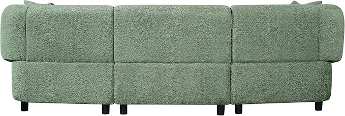 Christopher Knight Home Obito Boucle Upholstered 3-Seater Sofa Modern Home Sofa Living Room Wooden Large Upholstered Sofa Couch for Apartment/Home Office Olive Green